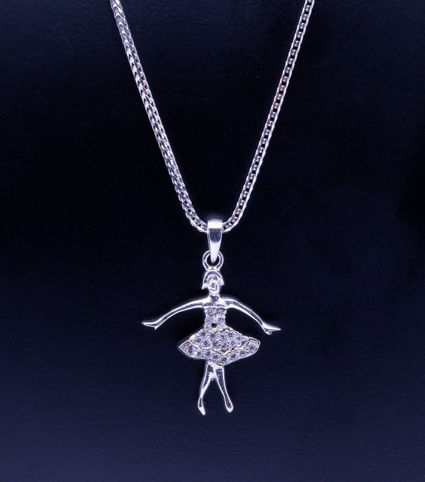 Crystal Girl Ballet Dancer Pendant Necklace - 4.5g | 35cm | Exotics Silver