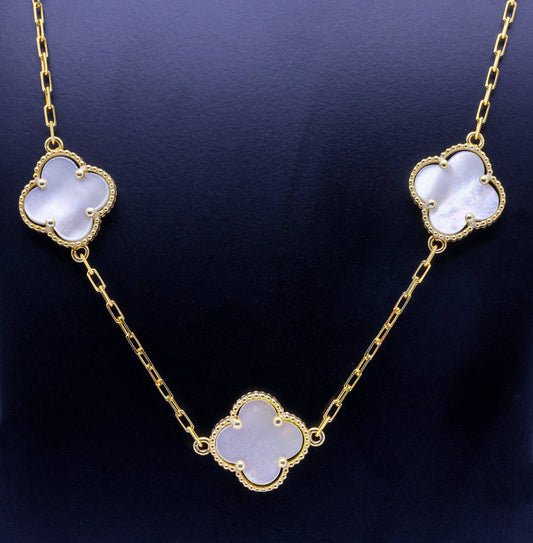 Elegant Sterling Silver Clover Gold Plated Necklace - 18g, 35cm | Exotics Silver