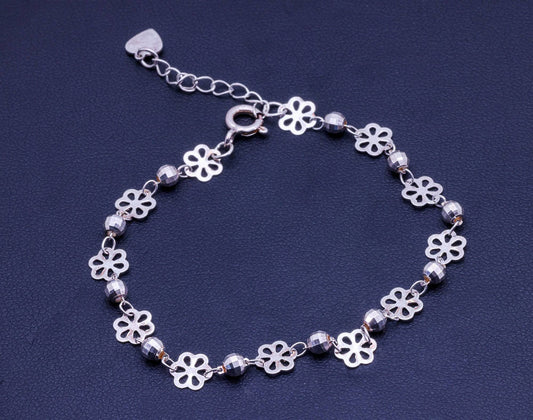 Flowers Anklet Beads Foot Chain - 5.6g | 11cm | Exotics Silver