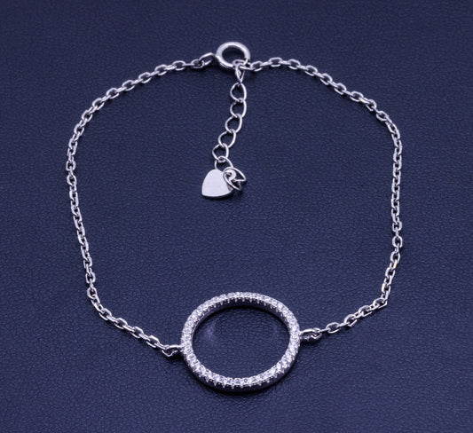 Paved Tiny Crystal Circle Round Bracelets for Women - 3g | Exotics Silver