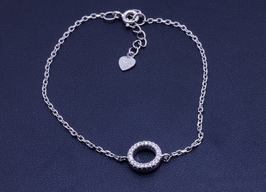 Sparkling Stainless Steel Crystal Bracelet - 4.9G, 11cm