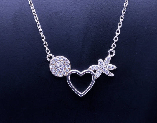 Graceful Flutter: Sterling Silver Butterfly Necklace - 5G, 35CM
