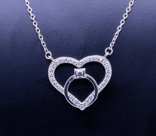 Heartfelt Charm: Sterling Silver Heart Pendant Necklace - 4.9G, 35CM