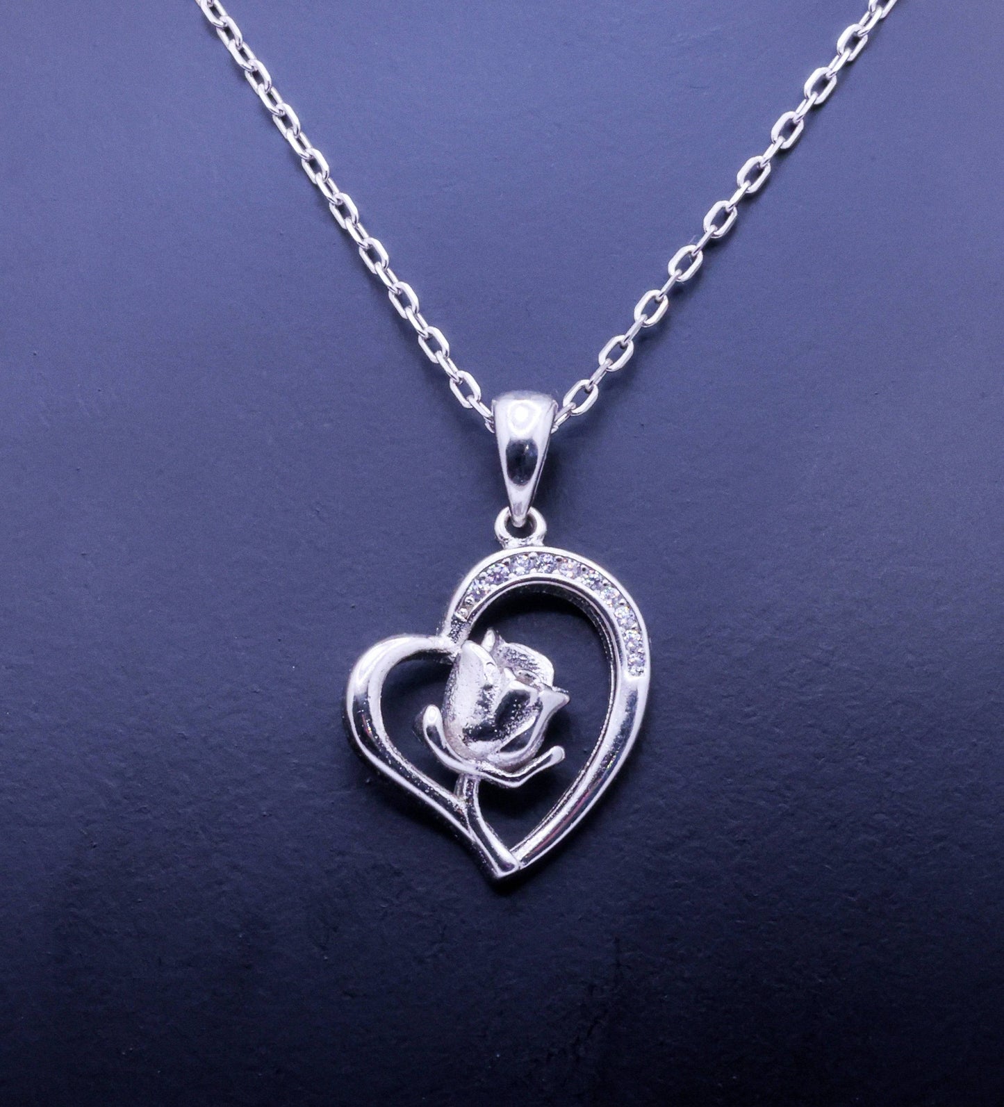 Sterling Silver I Am So Blessed Ribbon Heart Necklace 5G 35CM