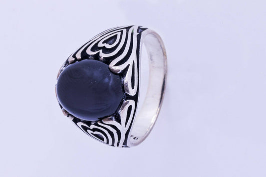 Sterling Silver Ring for Men with Black Onyx Stone 5.6G size 18