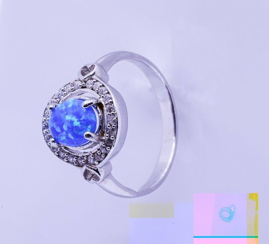 Sterling Silver Women's Opal Ring 3G size 18