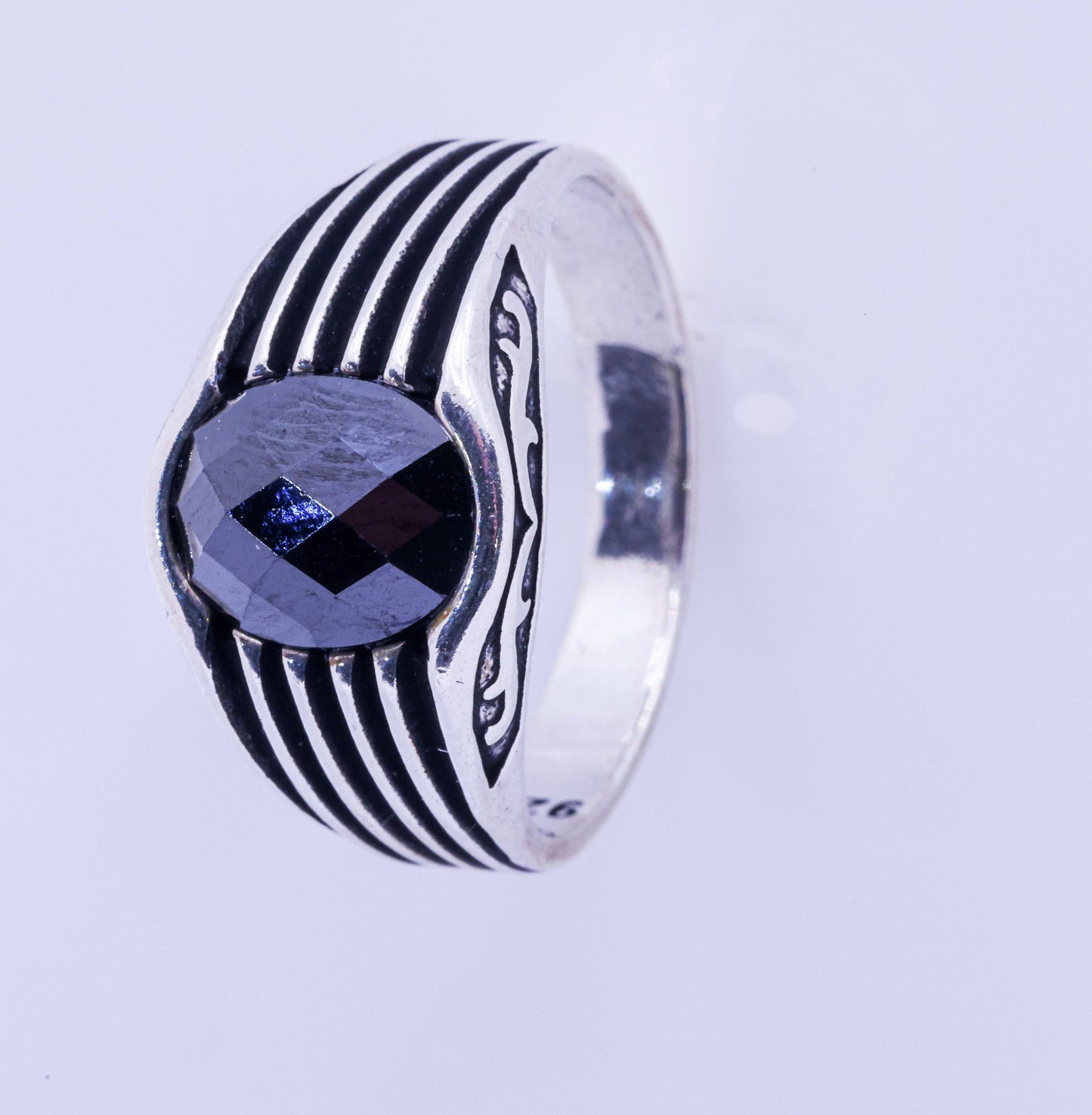 Stylish Sterling Silver Agate Men's Ring - Size 21.5 | Exotics Wear Silver