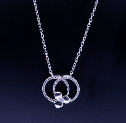 White silver Round Diamond Pendant Necklace - 4.5mm | 35cm Chain | Exotics Silver