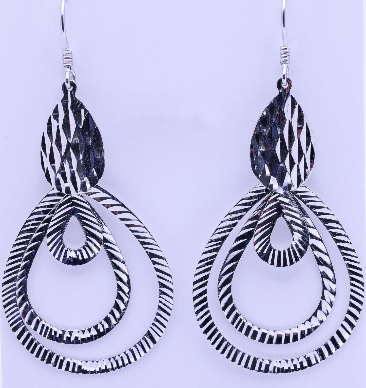 Double Layers Leaf Water Drop Earrings - 4.5g | Exotics Silver